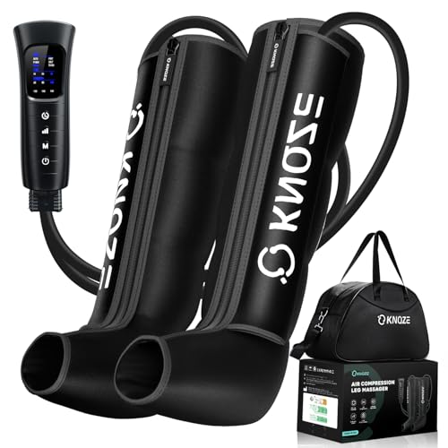 KNQZE Air Compression Leg Massager with 6 Modes and 6 Levels of Intensity to Improve Blood Circulation and Pain Relief, Full Leg Compression