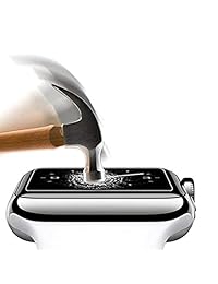 Protector de pantalla de vidrio templado para Apple Watch (compatible con series 3 2 1, 1.654 in, dureza 9H, antiarañazos, antihuellas, sin burbujas, fácil instalación con reemplazos de por vida, 42 mm