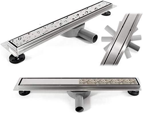 VBChome Shower Drain 50-100 cm Stainless Steel Floor Drain Double-Sided Self-Cleaning Siphon with Odour Stop for Bathroom