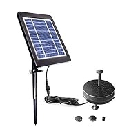 Fesjoy Solar Fountain Pump for Birdbath 6V 3.5W Solar Powered Brushless Submersible Water Pump Built-in Battery LED for Patio Garden Pond Pool