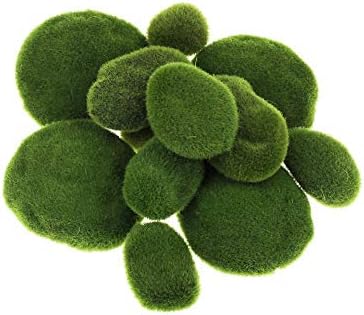 LuLyL 12 Pieces Assorted Sized Artificial Moss Rocks Decorative Faux Stones for Floral Arrangements, Fairy Gardens, Terrariums and Crafting