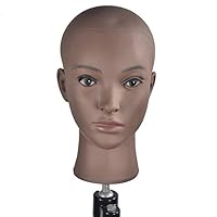 MIAOMANZI Bald Female Training Head Cosmetology Mannequin Head for Wigs Making and Display with Free clamp