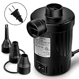 OutdoorMaster Electric Air Pump - Portable OP420 0.64 PSI for Air Mattress & Inflatables, Raft, Pool, Bed, Toy, Yoga Ball, Quick-Fill Inflation & Deflation AC Pump with 3 Nozzles - 110-120 Volt