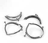 Rockin Beads Brand, 5 Metal Frames Snap Clasp Arch Pattern for Large Coin Style Purse Gunmetal Black Tone 3 4/8 X 2 Inch 5pcs