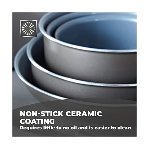 Tower Freedom T800201 7 Piece Cookware Set with Ceramic Coating, Stackable Design and Detachable Handle, Graphite…