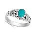 Flower Simulated Turquoise Fashion Bali Ring New .925 Sterling Silver Band Size 8