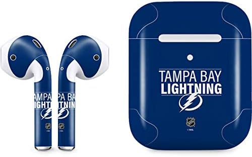 Amazon Com Skinit Decal Audio Skin For Apple Airpods With Wireless Charging Case Officially Licensed Nhl Tampa Bay Lightning Lineup Design