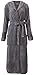 Simplicity Men's Plush Warm Long Hooded Bathrobe Kimono Robe, Grey,One Size