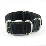 StrapsCo Ballistic Nylon NATO G10 Zulu Watch Strap w/ 5 Rings in Polished Stainless Steel