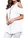 PrinStory Women's Short Sleeve Casual Cold Shoulder, 13 White, Size X-Large
