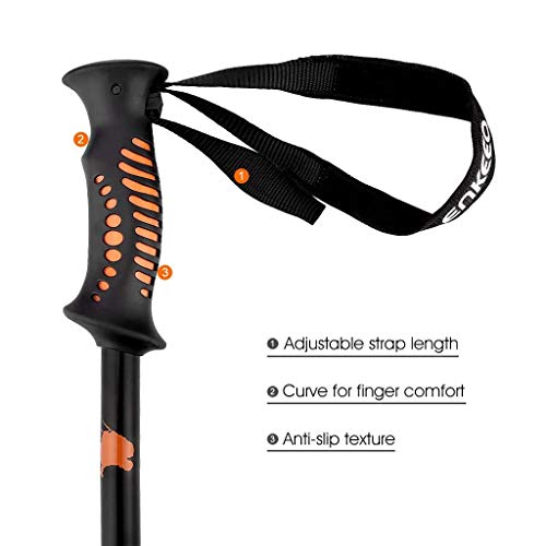 ENKEEO Trekking Poles Anti Shock & Quick Lock Hiking Poles Ultralight Collapsible Trail Walking Stick with Durable Aluminum (Black and Orange, 1 Pair / 2 Pack) - Thumbnail 4