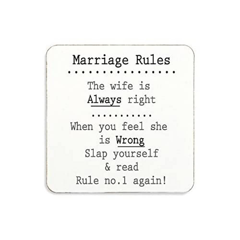60 Second Makeover Limited Marriage Rules Cork Coaster Funny For Him Husband Birthday Gifts For Wife Wedding Gifts Anniversary Present Marriage Humour Drink Coasters