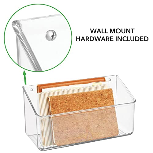 mDesign Plastic Wall Mount Organizer 12" Wide Hanging Caddy for Home