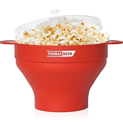 Premium Microwave Popcorn Maker by Thomas Rush - One of the Best Microwave Popcorn Poppers for Home - Easy to Use - Healthy Choice - 100% Platinum Silicone - 10 Year Warranty