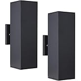 Cerdeco 2 Pack Aluminum Modern Outdoor Wall Light, 13" Exterior Up Down Light Fixtures,Black Front Door Wall Lighting with E2