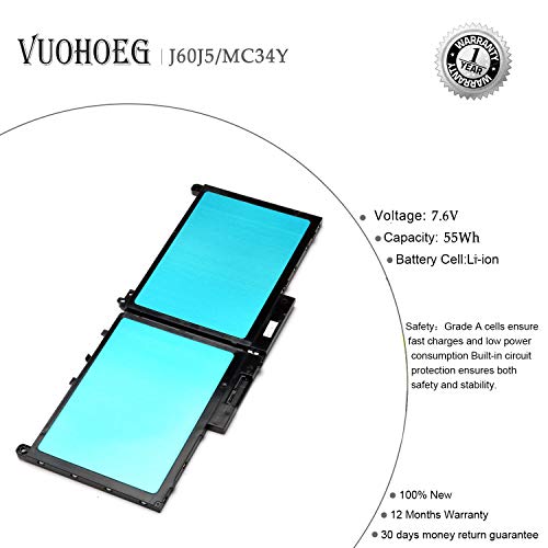 J60J5 Laptop Battery for Dell Latitude E7270 E7470 Series 451-BBSY 451-BBSX 451-BBSU ; P/N：WYWJ2 MC34Y 0MC34Y 1W2Y2 242WD Notebook 7.6V 55WH - Thumbnail 4