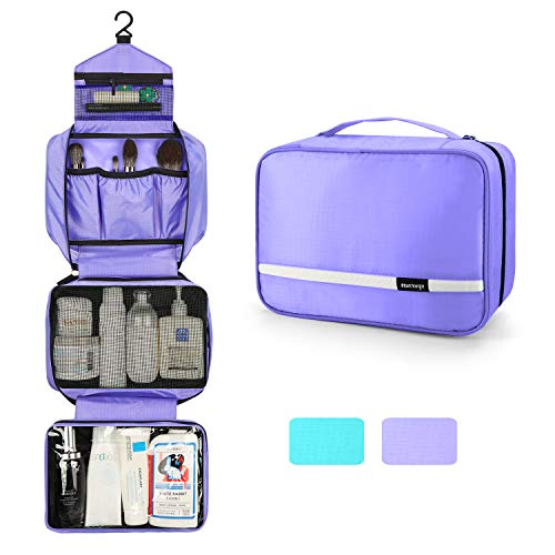6.8L Hanging Toiletry Bag for Women, Toiletry Bag Organizer with 4 Compartments, Cosmetic Bag for Girls, Foldable Bathroom Kit, Portable and Waterproof Compact Travel Bag.(Purple) 1 6.8L Hanging Toiletry Bag for Women, Toiletry Bag Organizer with 4 Compartments, Cosmetic Bag for Girls, Foldable Bathroom Kit, Portable and Waterproof Compact Travel Bag.(Purple)