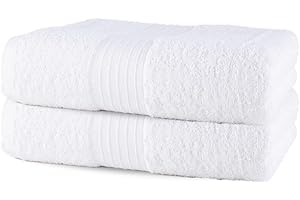 Textila Bath Sheets - 35x70 Inch Oversized 100% Cotton Towels, Super Soft, Highly Absorbent & Lightweight - Ideal for Everyday Use, Spa & Hotel (White - Pack of 2)