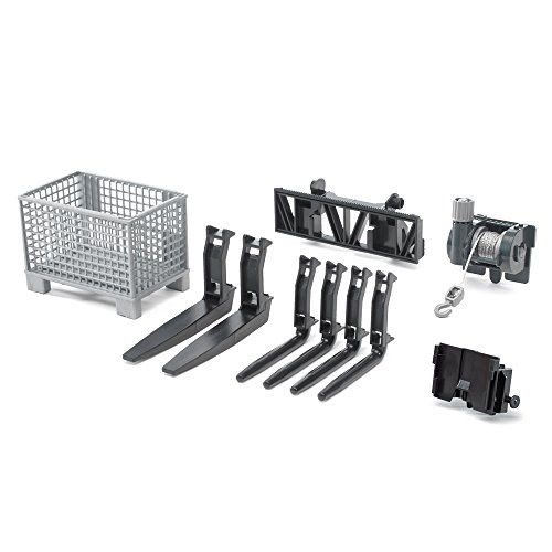 Bruder Accessories for Front Loader: Box-Type Pallet Winch and Forks