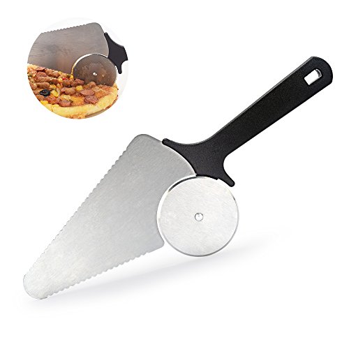 Pizza Cut wheel - ANKOU Spatula Server Stainless Steel Razor Sharp Cutter for Pizza, Pie,Bread - Professional 3-In-1 Pie Server Cutter - Easy to Use& Dishwasher Safe