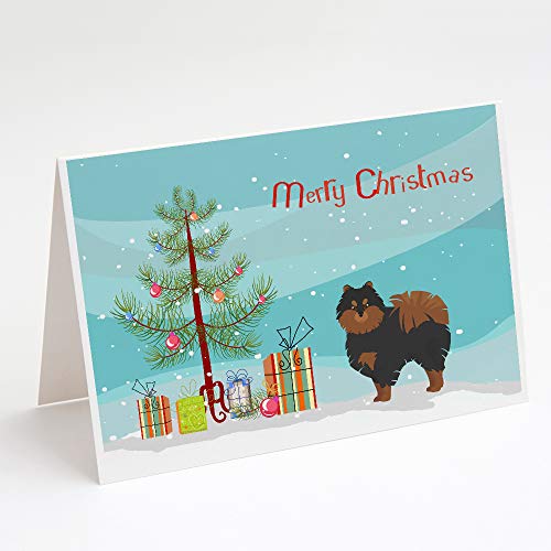 Caroline's Treasures CK3477GCA7P Pomeranian Christmas Tree Greeting Cards and E…