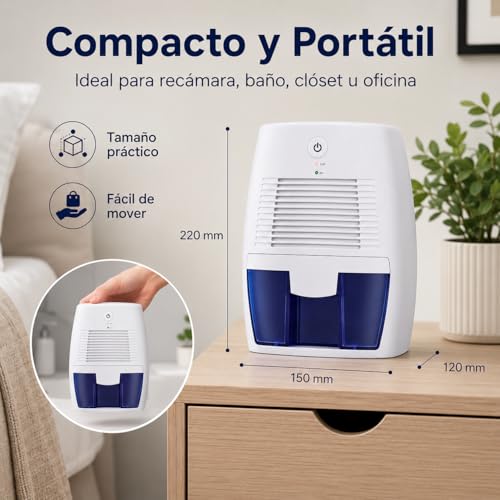 Deshumidificador para Cuarto,Deshumidificador para la Humedad Silencioso,Apagado Automático,500L,Adecuado para armarios,dormitorios,cocinas,oficinas,guardarropas, baños,garajes,etc.
