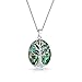 Rainbow Abalone Shell Large Oval Wishing Tree Family Tree Of Life Pendant Necklace Western Jewelry For Women .925 Sterling Silver