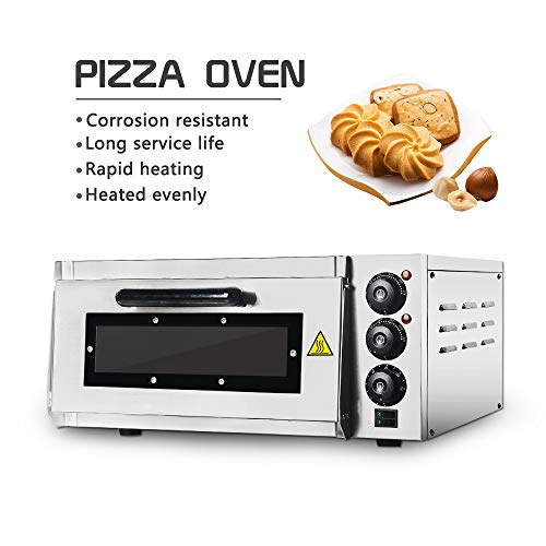 Professionele pizza-oven met 400 x 400 mm chamotsteenback surface, gastro steenoven voor pizza,bread and pastry, 2000 W… - Afbeelding 3