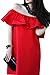 Simplee Apparel Women Loose Off Shoulder Ruffle Cotton Tunic Mini Dress, US 0-12, Red