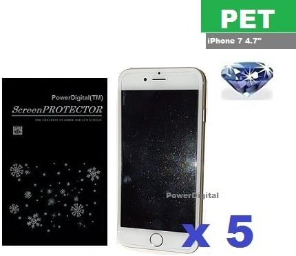 PowerDigital(TM) Diamond Sparkling Glitter Screen Protector for iPhone 7 4.7" with Lint Cleaning Cloth (Retail Packaging, PET Material) - 5 Pack