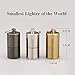 The World's Smallest Kerosene Lighter! Height 2.5cm/φ 1.3cm Capsule Lighter Portable Metal Miniature EDC Gear Waterproof Tiny Peanut Lighter (Fuel not included) (The Smallest Gold)