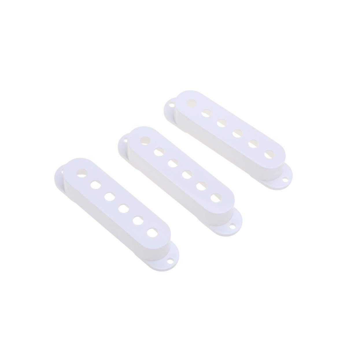 Musiclily Pro Plastic 50/50/52mm Single Coil Pickup Covers Set for Import Strat Squier Electric Guitar, White(Set of 3)