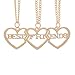 MJartoria Best Friends Letter Filigree Trio Heart Puzzle Pendant Chain Necklace Gold Color Set of 3