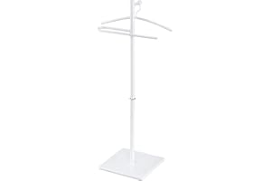Proman Products VL17242 Kumo Freestanding Metal Valet Stand Organizer with Removable Hanger, Trouser Bar, White, 11.5" W x 11.5" D x 41" H