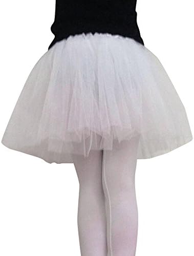 OUBAO Adult Pretty Girl Elastic Stretchy Tulle Dress Tutu 3 Layer Skirt (White)