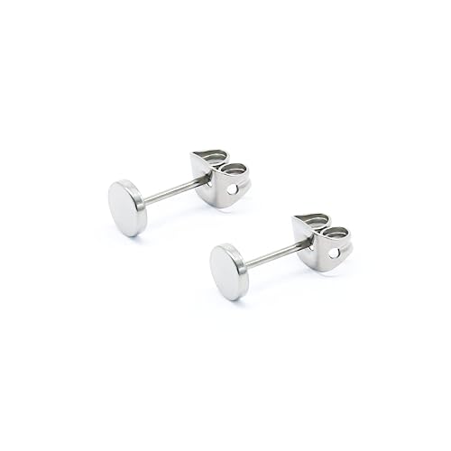 Artskin G23 Titanium Flat Dot Stud Earrings for Women Men Girls Earrings Hypoallergenic Nickel Free 3mm Silver Round Disc Stud Earrings for Sensitive Ears (3mm, Silver)