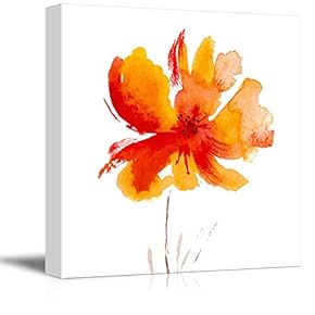 Canvas Wall Art Abstract Ink Watercolor Flowers Painting Artwork for Home Prints Framed - 12x12 inches