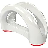 Vremi Napkin Holder White Ceramic - Upright Paper Napkin Holder with Weight for Bathroom or Kitchen Table - 6 Inch Vertical Modern Napkin Holder for Cocktail Bar Beverage Dinner Napkins - Red Feet