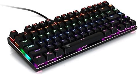 Easterntimes 81 Keys Anti-Ghosting Mechanical Keyboard Colorful Backlit Gaming Keyboard with Blue Switches Transparent Light-permeable 9 DIY Key Caps Covers (Black)