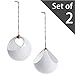 MyGift Modern 5 inch Round Hanging White Ceramic Planter Pots with Jute Twine Rope, Set of 2