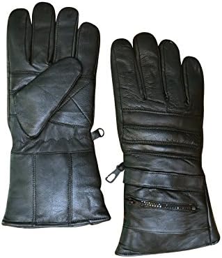 Men's Black Leather Rain Cover Motorcycle Gloves Gauntlets Rk-1016 (XX-Large)