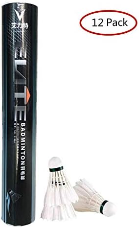 yuenmi12-Pack Advanced Goose Feather Badminton Shuttlecocks, Composite Cork Head Stability and Durability, Indoor Outdoor Sports Training Badminton Birdies, Flight Stability