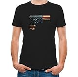 USA Pistol American Gun Flag - 4th of July - Men's T-Shirt