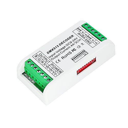 DMX LED Controller DMX512 Decoder RGB DMX 512 Dimmer Driver 12A DC12V-24V for LED Strip Module Strip Light 4A/CH (3 Channel Mini)