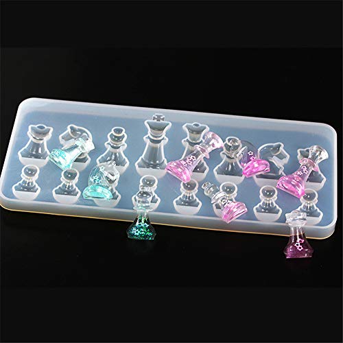 International Chess Shape Clay Mold, Epoxy Resin, Pendant Silicone Mold with Jewelry Molds,Earring Necklace Making and DIY Craft Making,Fondant Candy Mold - Thumbnail 5