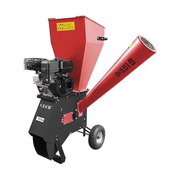 GÜDE GH 651 B Gartenhäcksler | Benzinmotor | 4800 Watt Leistung | Für Äste mit bis zu 76 mm Durchmesser | Fahrwerk