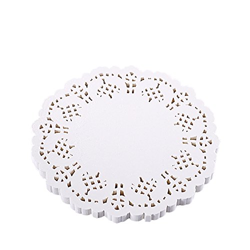 400-pack Round Lace Paper Doilies Decorative White Doily Lace Paper for Packaging Cake Pastry and Cookie (100-pack 4.5 Inch, 100-pack 6.5 Inch, 100-pack 8.5 Inch and 100-pack 10.5 Inch)