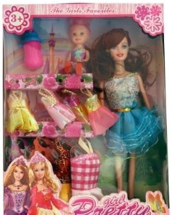 Mom And Kids Floshing Fashion Doll for Girls Multi Colour with Accessories
