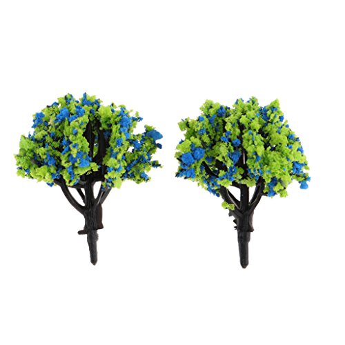 Unbekannt 10 STK. 1/200 Modell Baum für Landschaft Modellbau Modelleisenbahn - Blau Grün – Bild 5