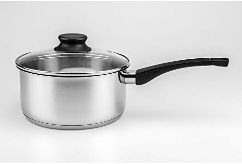 Maxware Classic Stainless Steel Covered Saucepan With Glass Lid (Stainless Steel,1 Quart)